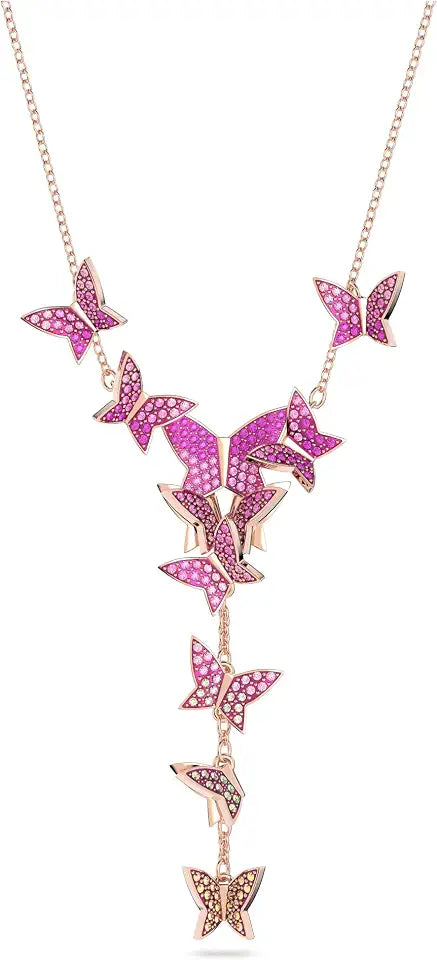 Rose Gold-Tone Crystal Butterfly Jewelry Piece