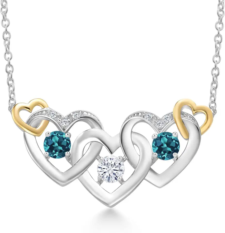 Gold-Tone Sterling Silver Moissanite Heart Necklace