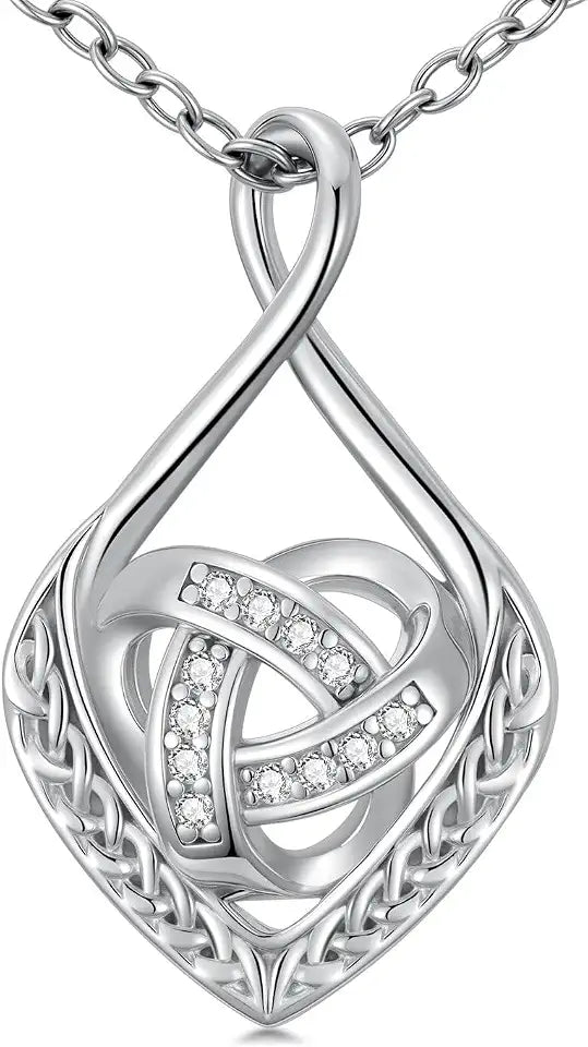 Sterling Silver Heart Infinity Necklace