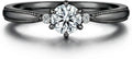 Gold-Tone Sterling Silver Round Moissanite Solitaire Engagement Ring