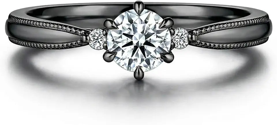 Gold-Tone Sterling Silver Round Moissanite Solitaire Engagement Ring