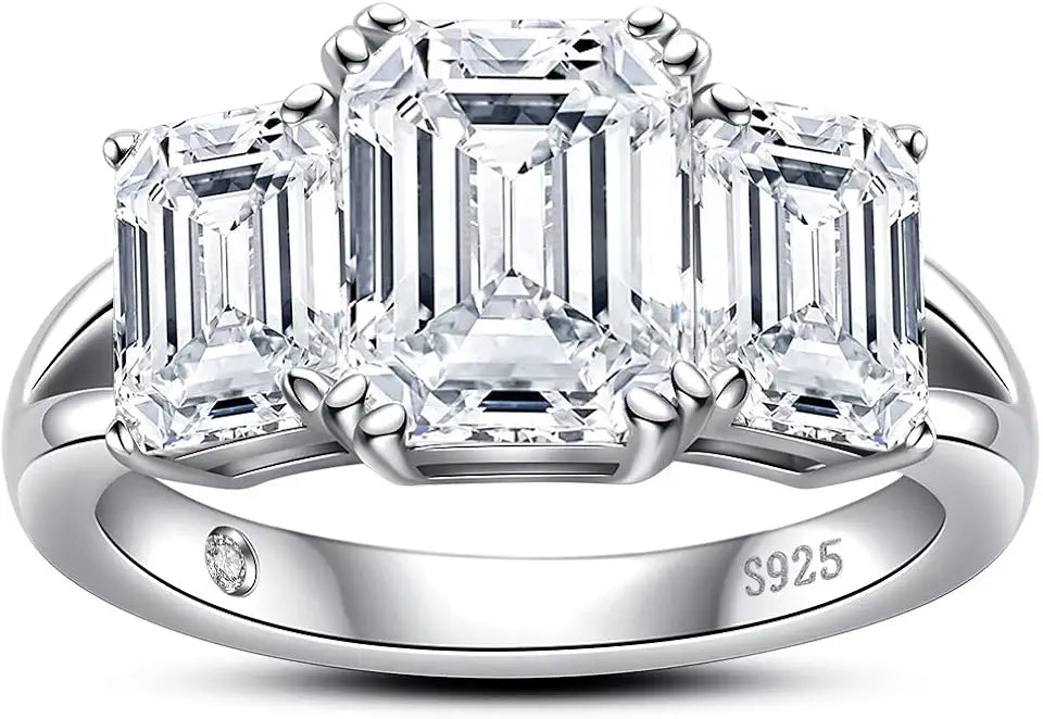 Sterling Silver Round Moissanite Engagement Ring