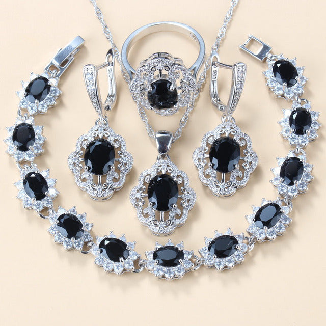 Cubic Zirconia 4-Piece Jewelry Set, Necklace — finish detail