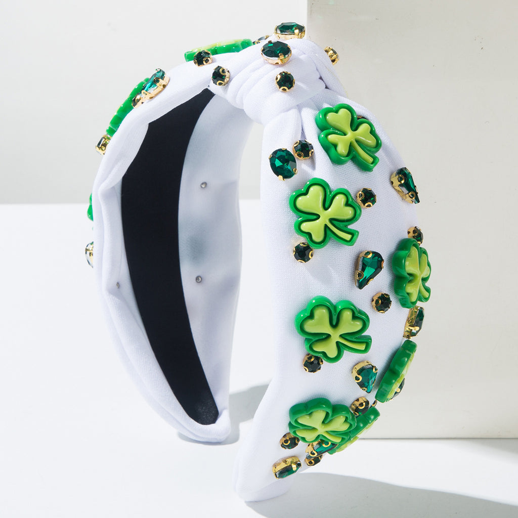 Rhinestone Green Headband for St Patrick's Day — shown in use