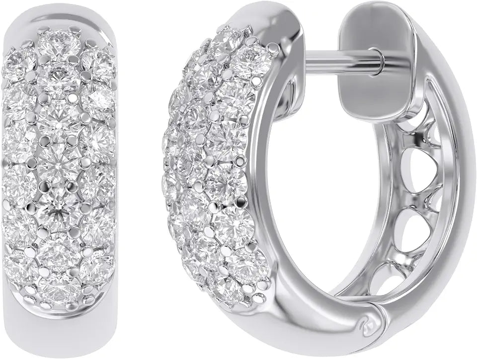 Sterling Silver Moissanite Hoop Huggie Earrings