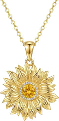 18K Gold-Plated Sterling Silver Citrine Sunflower Necklace