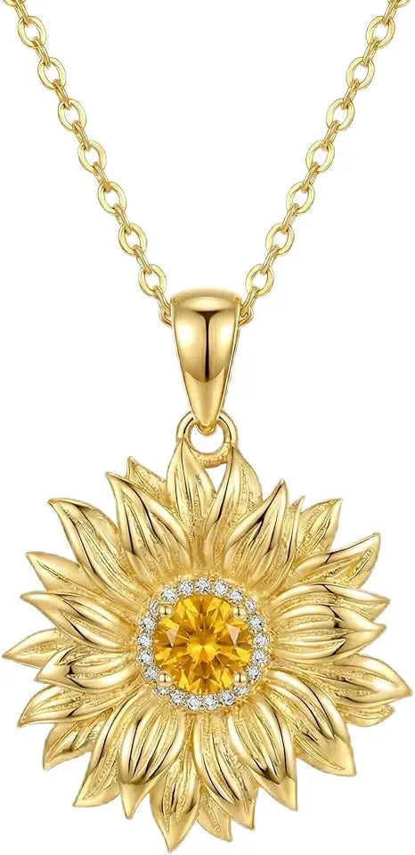18K Gold-Plated Sterling Silver Citrine Sunflower Necklace