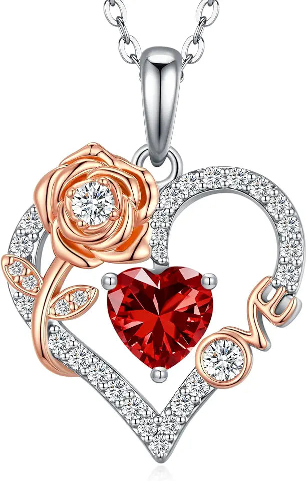 Sterling Silver Birthstone Heart Necklace