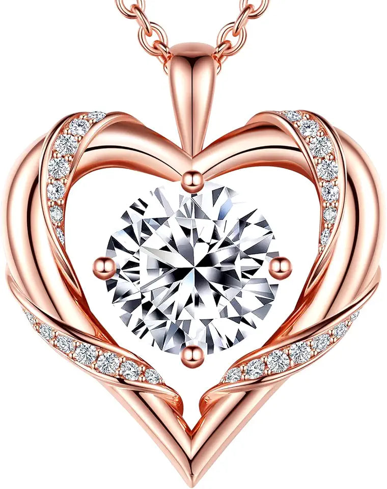 18K Gold-Plated Sterling Silver Moissanite Heart Necklace