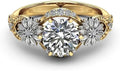 Gold-Tone Sterling Silver Round Sunflower Engagement Ring