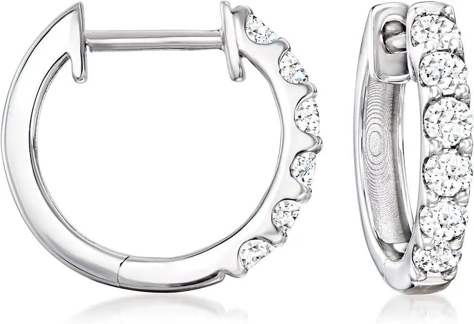 Sterling Silver Lab-Grown Diamond Hoop Huggie Earrings
