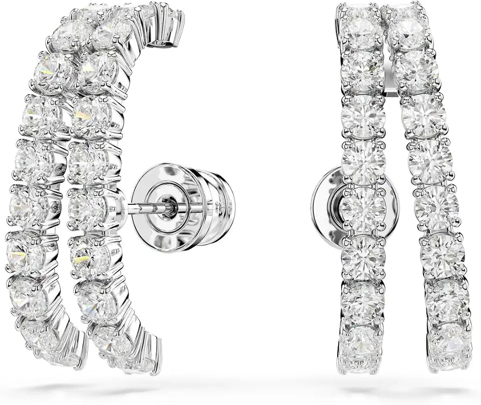 Rhodium-Plated Round Earrings