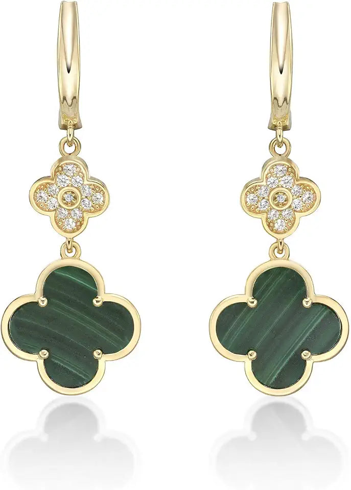 Gold-Plated Sterling Silver Cubic Zirconia Drop Floral Earrings