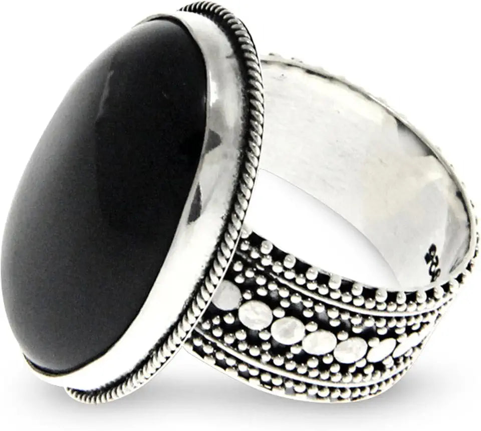 Onyx Ring with Birthstone