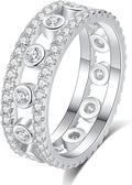 18K White Gold-Plated Sterling Silver Round Moissanite Wedding Band
