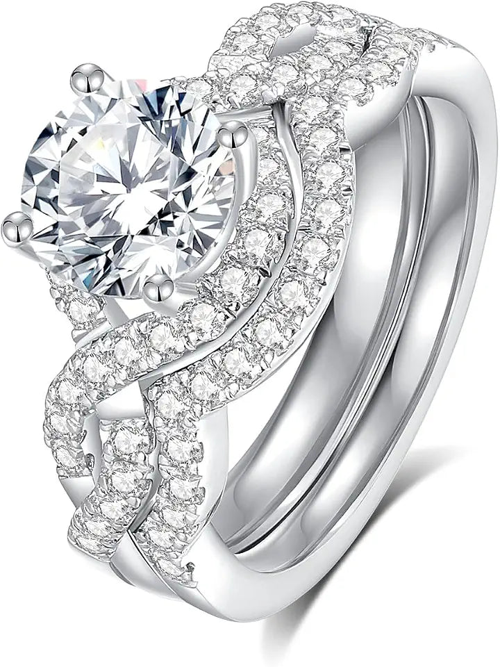 Sterling Silver Round Moissanite Engagement Ring