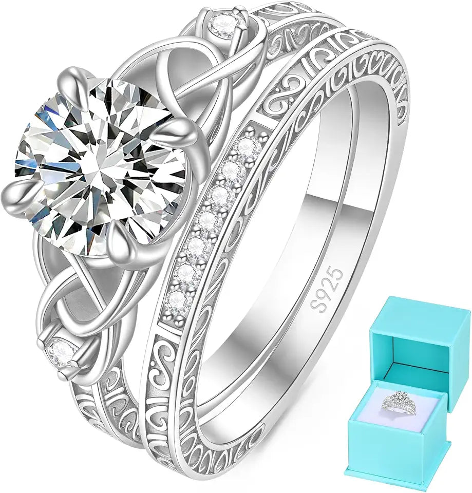 Sterling Silver Round Moissanite Engagement Ring