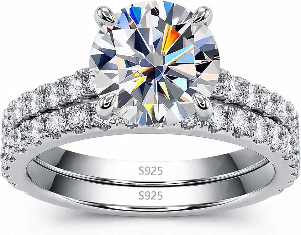 Sterling Silver Round Moissanite Solitaire Engagement Ring