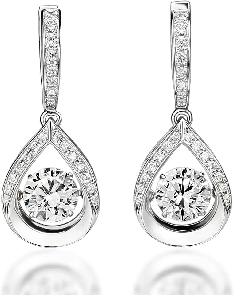 Sterling Silver Moissanite Hoop Drop Earrings