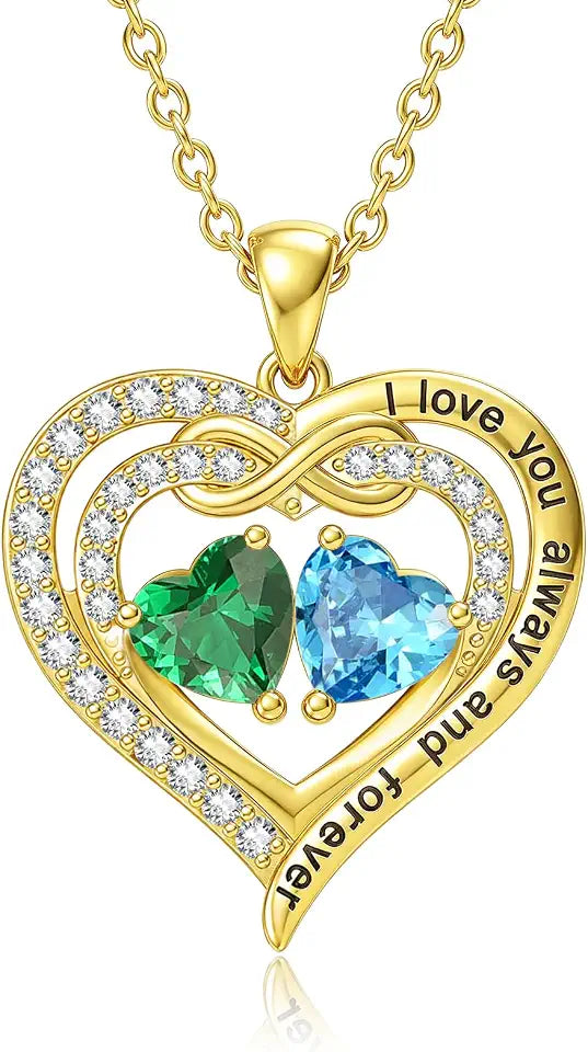 Gold-Tone Birthstone Heart Infinity Necklace