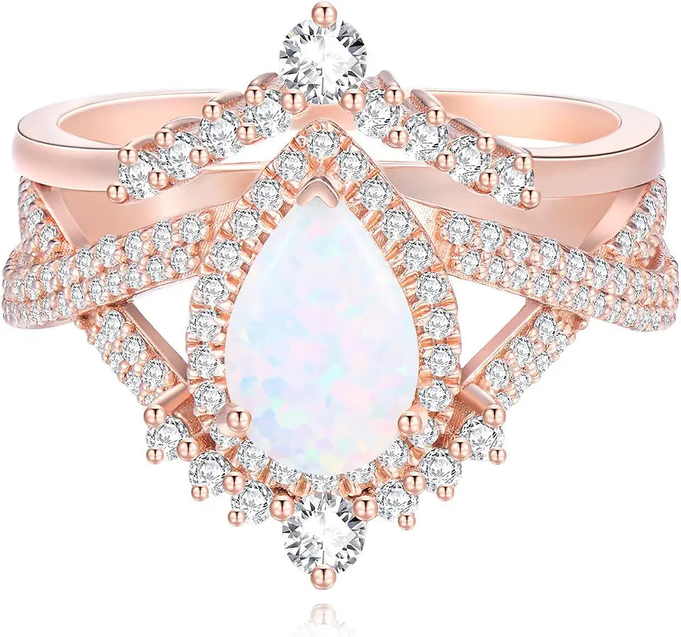 Gold-Tone Sterling Silver Opal Infinity Halo Engagement Ring