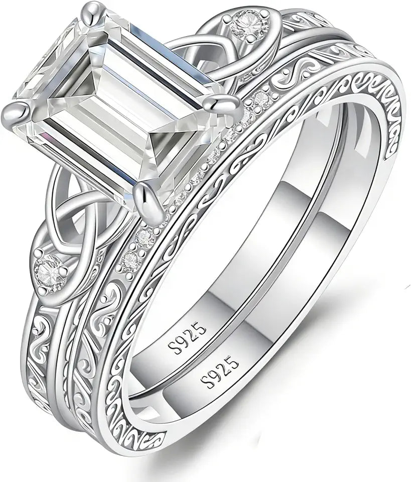 Emerald-Cut Moissanite Engagement Ring