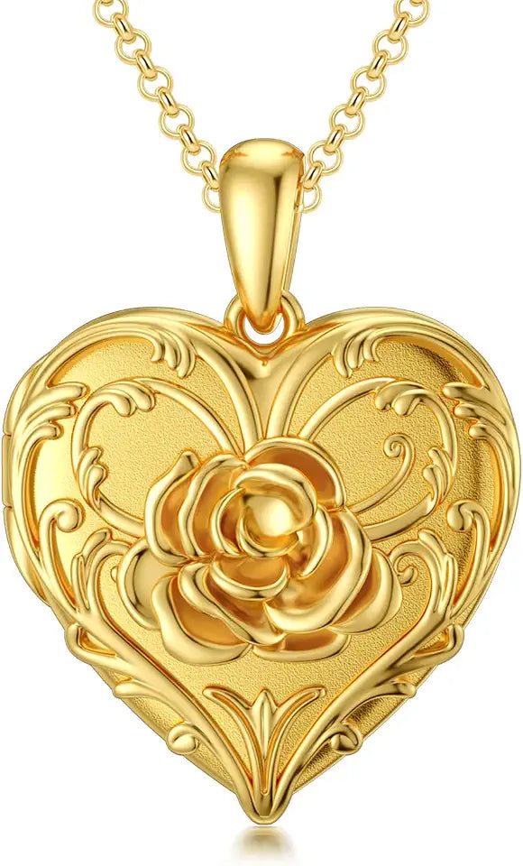 Gold-Tone Sterling Silver Locket Heart Necklace