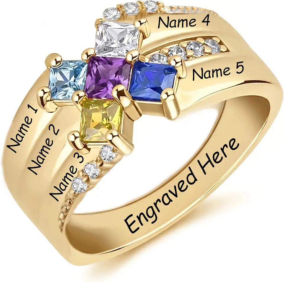 Gold-Tone Square Birthstone Ring