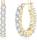 14K Yellow Gold-Plated Sterling Silver Moissanite Hoop Earrings