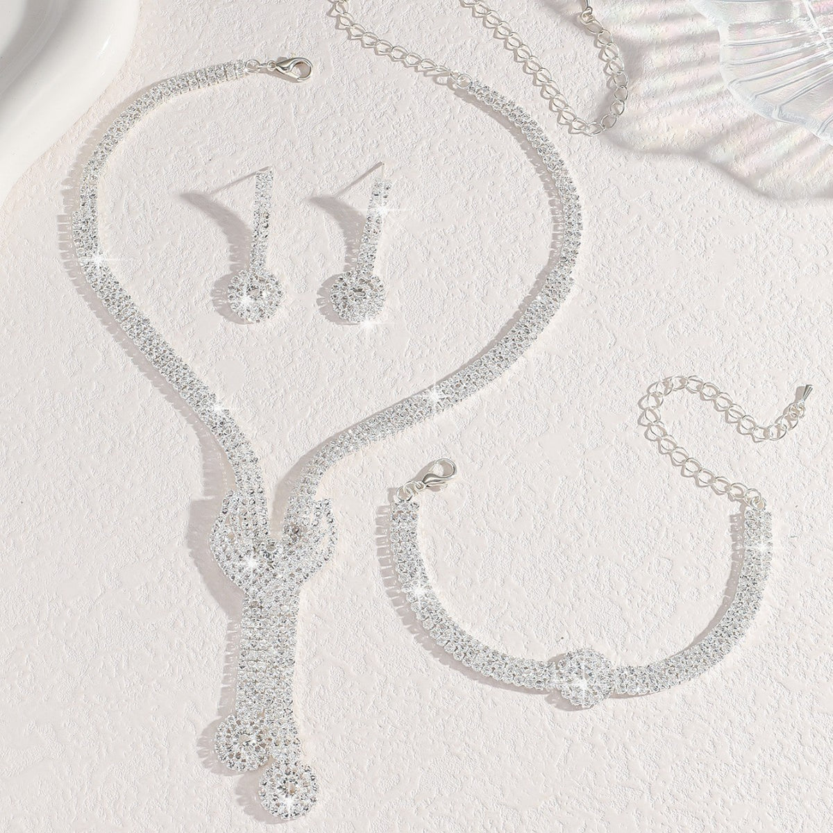 Crystal-Set Bridal Necklace and Earrings Set in Three Styles — alternate angle