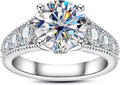 Sterling Silver Moissanite Halo Engagement Ring