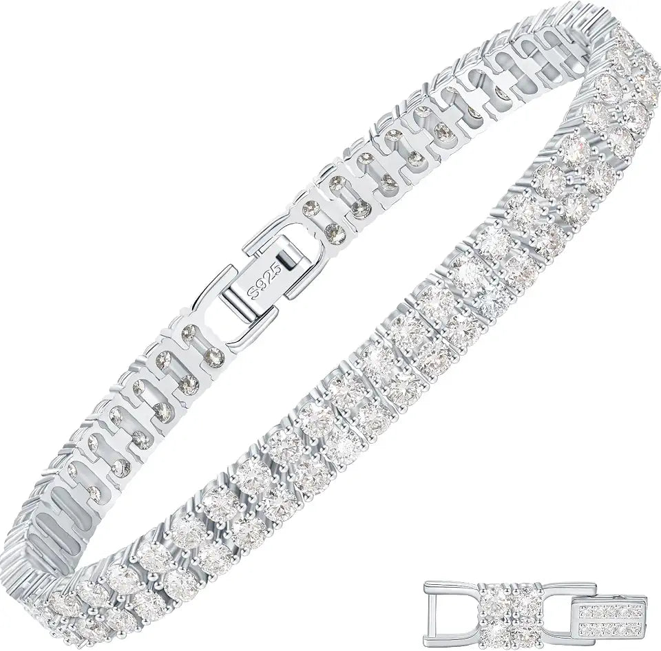 Sterling Silver Moissanite Tennis Bracelet, 6.5Inch