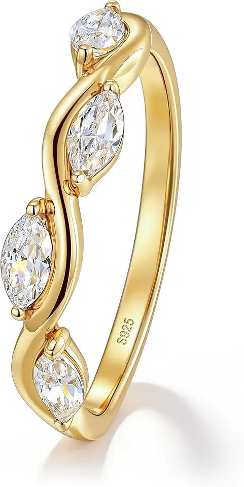 14K Yellow Gold-Plated Sterling Silver Lab-Grown Diamond Engagement Ring