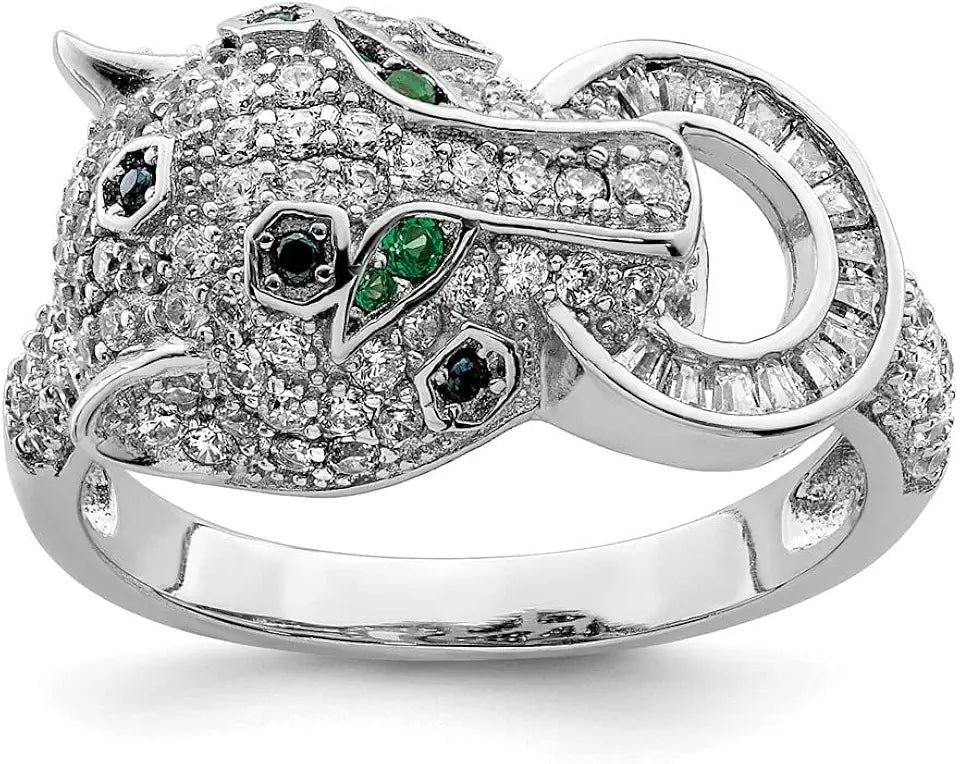 Rhodium-Plated Sterling Silver Cubic Zirconia Ring