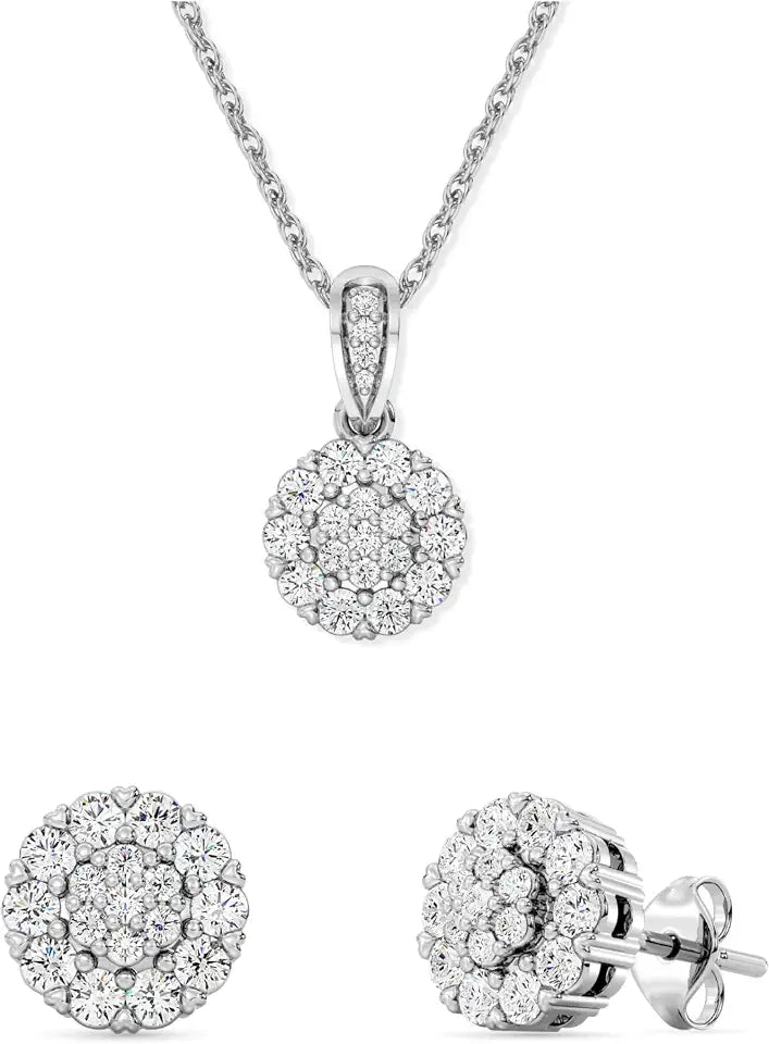 14K Gold-Plated Sterling Silver Round Lab-Grown Diamond Jewelry Set