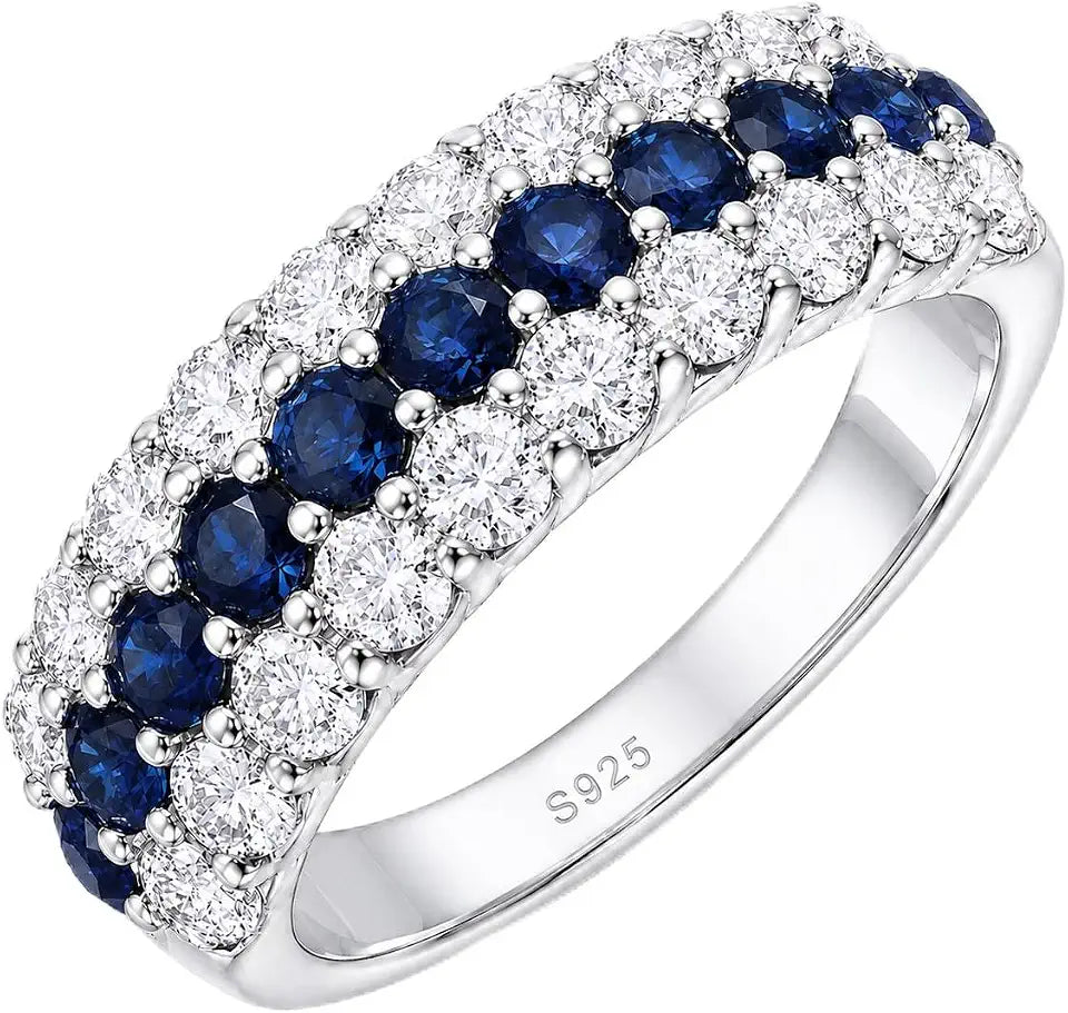 Rhodium-Plated Sterling Silver Moissanite Ring with Birthstone