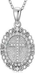 Sterling Silver Lab-Grown Diamond Cross Necklace