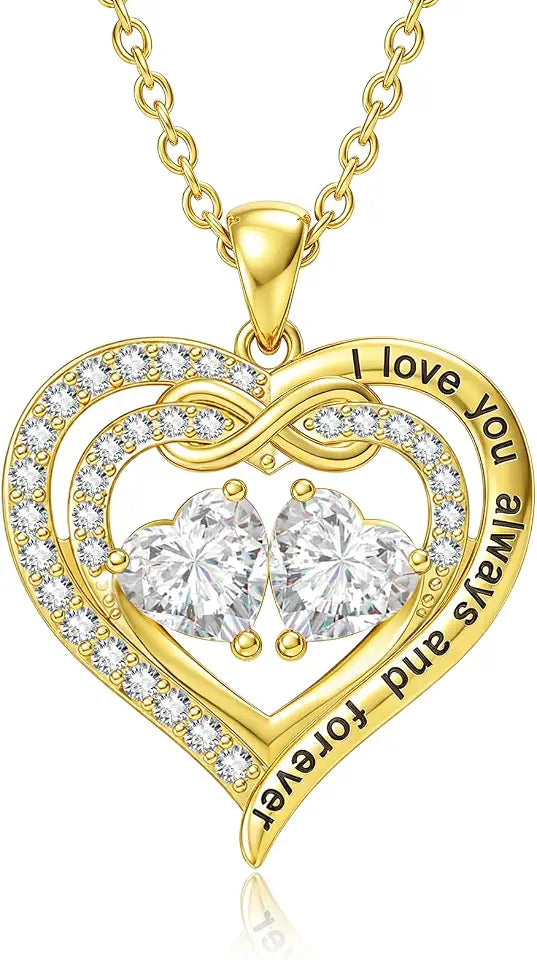Gold-Tone Birthstone Heart Infinity Necklace