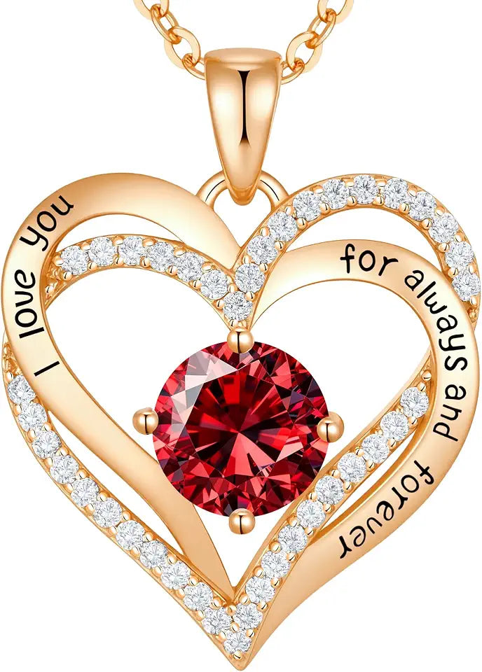 Gold-Tone Birthstone Heart Necklace