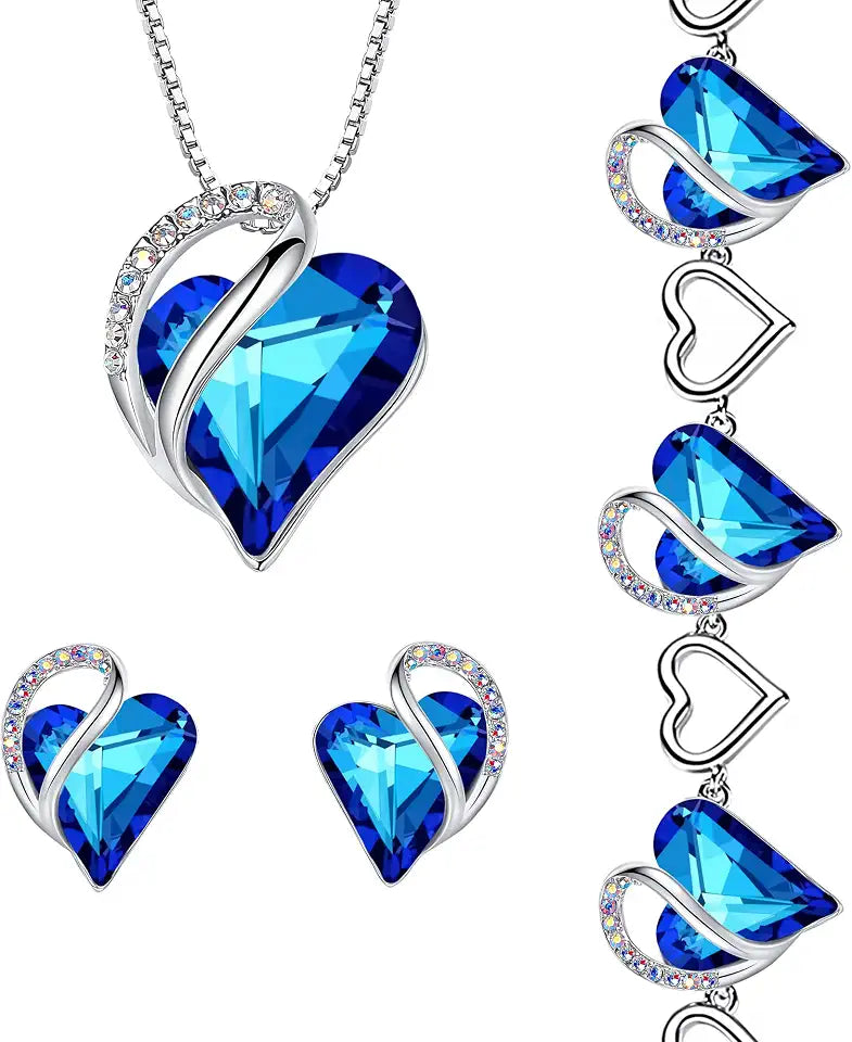 Sapphire Stud Heart Earrings with Birthstone