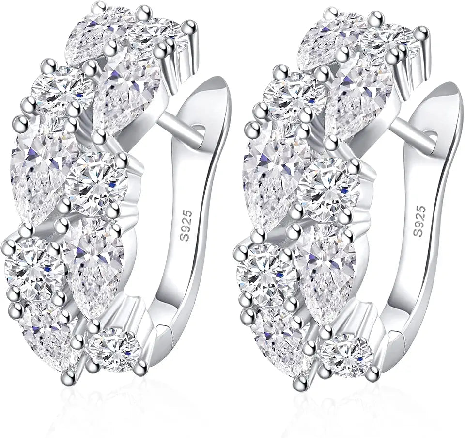 18K White Gold-Plated Sterling Silver Teardrop Hoop Earrings