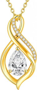 Gold-Tone Teardrop Birthstone Infinity Necklace