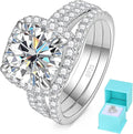 Sterling Silver Moissanite Halo Engagement Ring