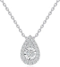 Sterling Silver Round Lab-Grown Diamond Halo Necklace