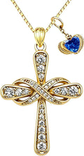 18K Gold-Plated Birthstone Infinity Cross Necklace