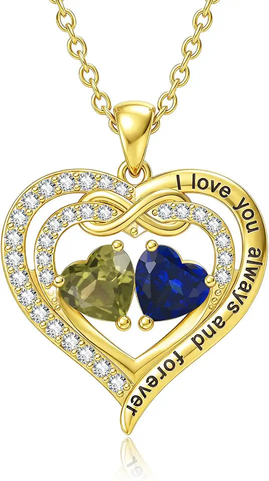 Gold-Tone Birthstone Heart Infinity Necklace