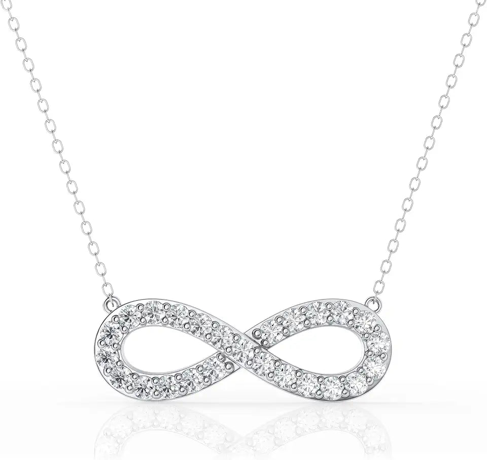 Sterling Silver Lab-Grown Diamond Infinity Necklace