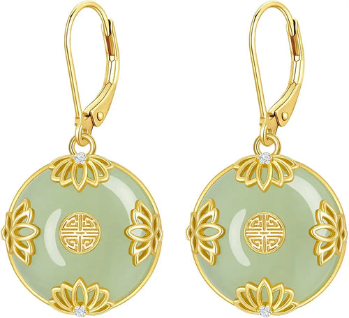 14K Gold-Plated Sterling Silver Jade Earrings
