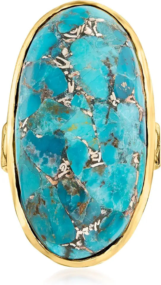 Gold-Tone Turquoise Ring