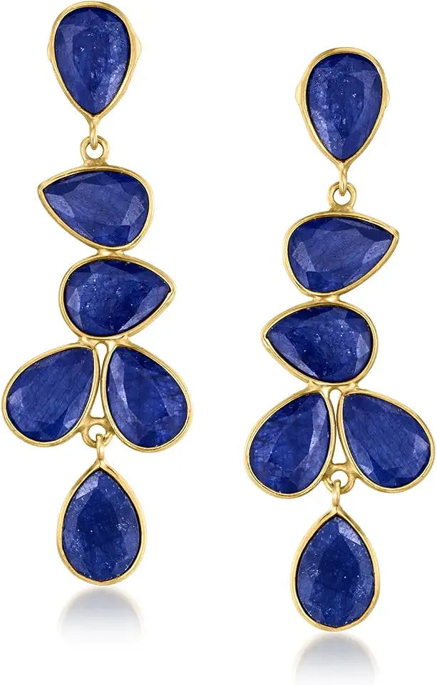 Gold-Tone Sapphire Drop Earrings
